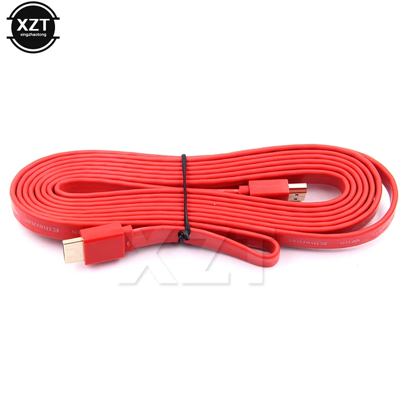 Новинка 1 шт. совместимому с HDMI плоский кабель 3D/1080P/2K x 4K Золотой 5 м/3 м/5 м/10 м для со