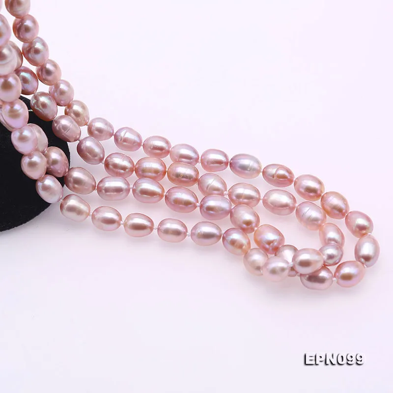 

JYX Pearl Long Necklace women Classical 7-8mm Lavender Oval Freshwater Pearl Sweater Necklace 32" gift