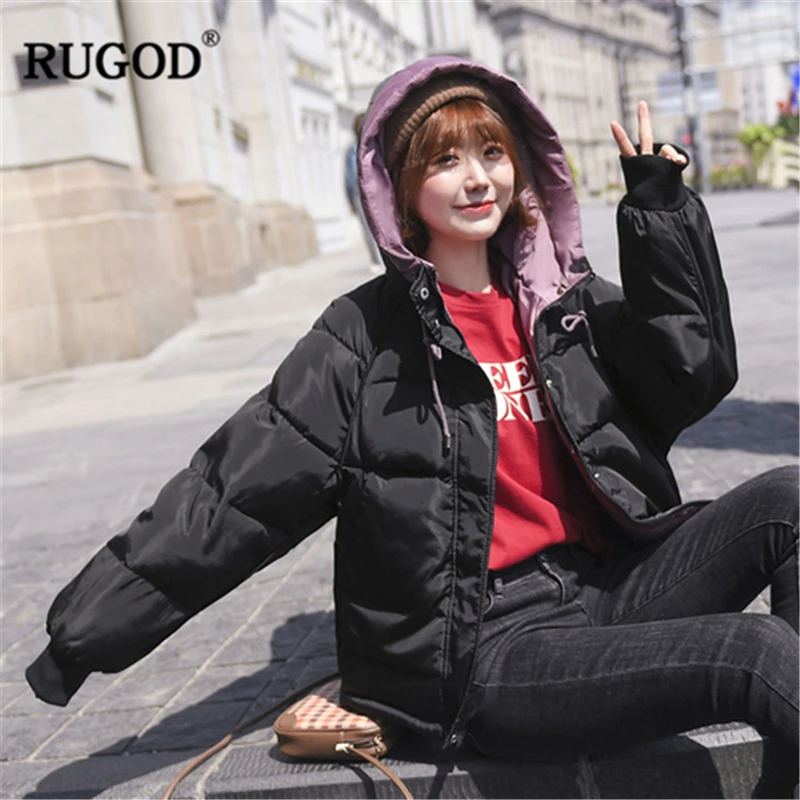 RUGOD 2019 новое осенне зимнее женское хлопчатобумажное пальто оверсайз с капюшоном