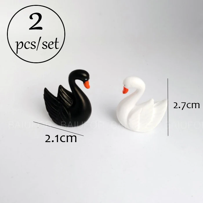 Swan 2 cps BAIUFOR мини животные миниатюрная Фея Сад Декор Пейзаж из мха аксессуары diy Террариум фигурки Дельфин Пингвин Лебедь автобус - Цвет: Swan 2 cps