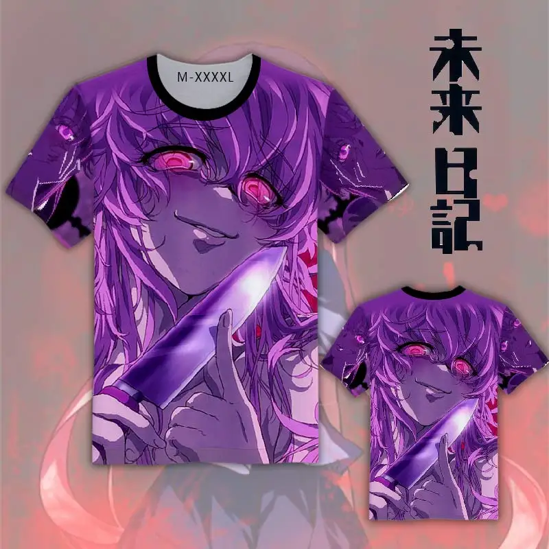 OHCOMICS Mirai Nikki дневник будущего с Юно гасай Горячая Аниме круглый вырез Футболка