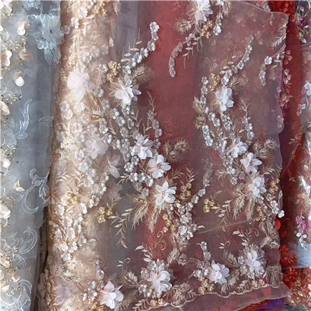 Новейший дизайн 2017 французское кружево красивое 3D Тюлевое с цветочной вышивкой