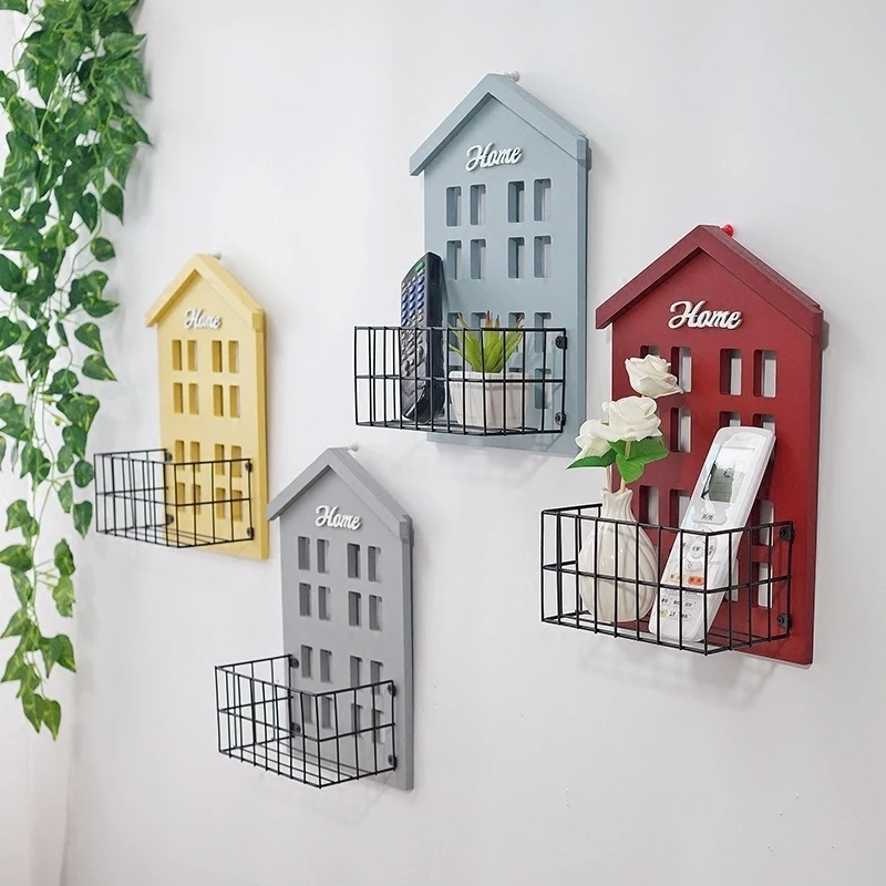 Vintage pastoral small house wall shelf living room mounted storage rack flower hanging decoration | Дом и сад