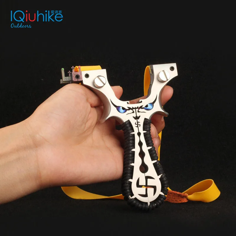 Нержавеющая сталь Охота Рогатка катапульты демон с резиновой лентой плоский