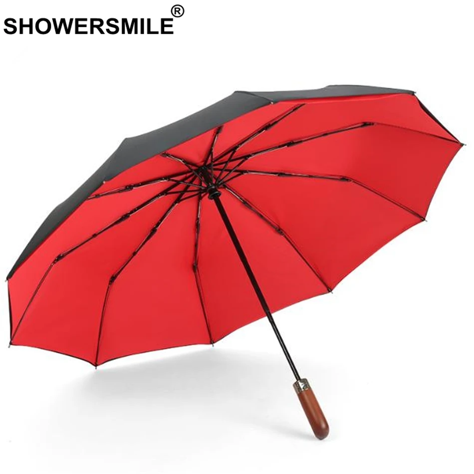 Автоматический зонт SHOWERSMILE для мужчин складной с белым облаком двухслойный