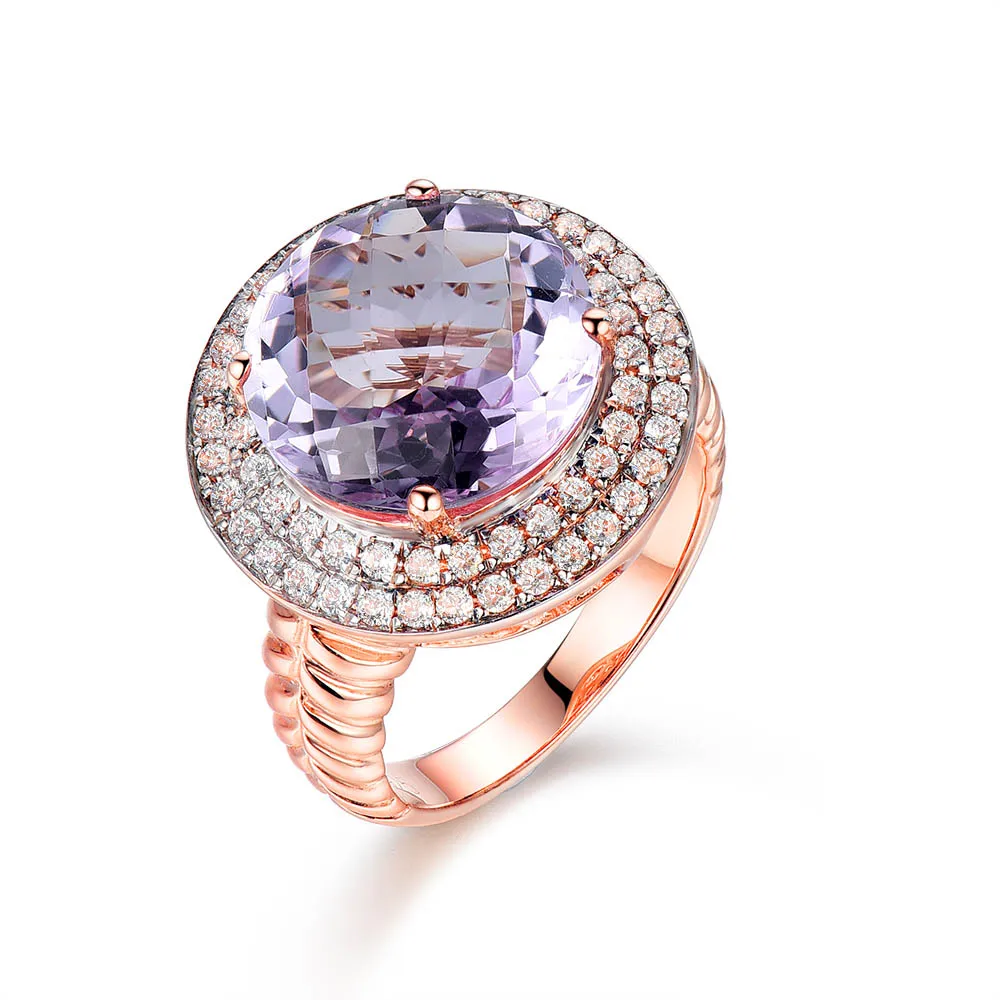 Фиолетовый L& zuan Топ-класс Натуральный 5.482ct аметист кольцо для женщин в 925 пробы серебро фиолетовый камень зубец Установка роскошные кольца - Цвет камня: Фиолетовый