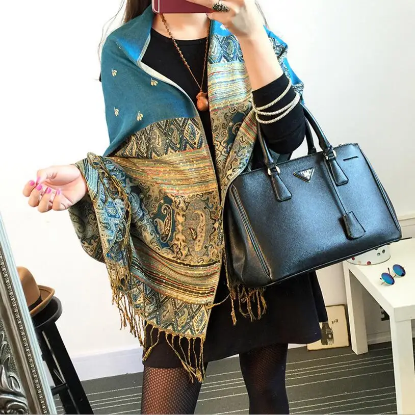 Новинка Женская шаль из хлопка с бахромой женский воротник принтом длинные шарфы