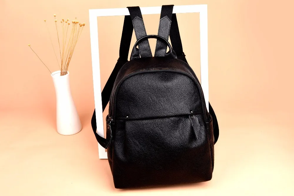 Женские кожаные рюкзаки Sac A Dos, черный рюкзак для девочек, винтажный рюкзак для путешествий, Одноцветный женский известный бренд, повседневный рюкзак