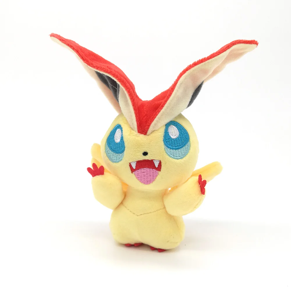 Victini 13cm Mimikyu Mudkip Mew Meowth Psyduck Poliwag Raichu Rotom Snorlax Totodile Treecko Vlupix Wobbuffet Zygarde Voltorb плюшевые игрушки SYQQ - Цвет: Victini 13cm
