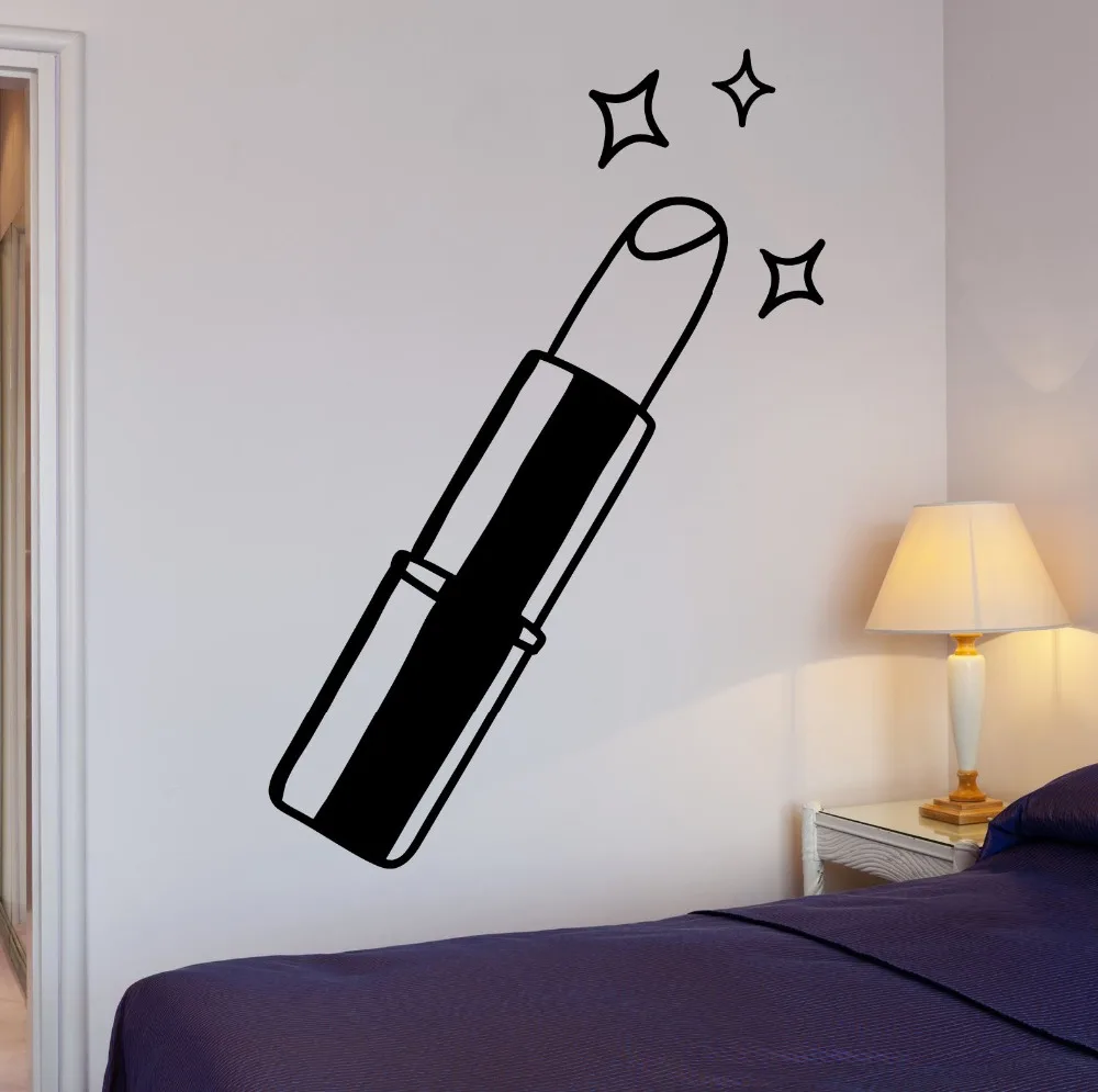 

Wall Decal Lipstick Makeup Fashion Style Woman Vinyl Stickers Art Mural