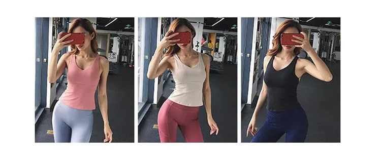 New Sexy Women Chest pad Sleeveless Sports Vest Women Running Fitness Vest Quick-Drying Breathable Yoga Top Sports Shirt