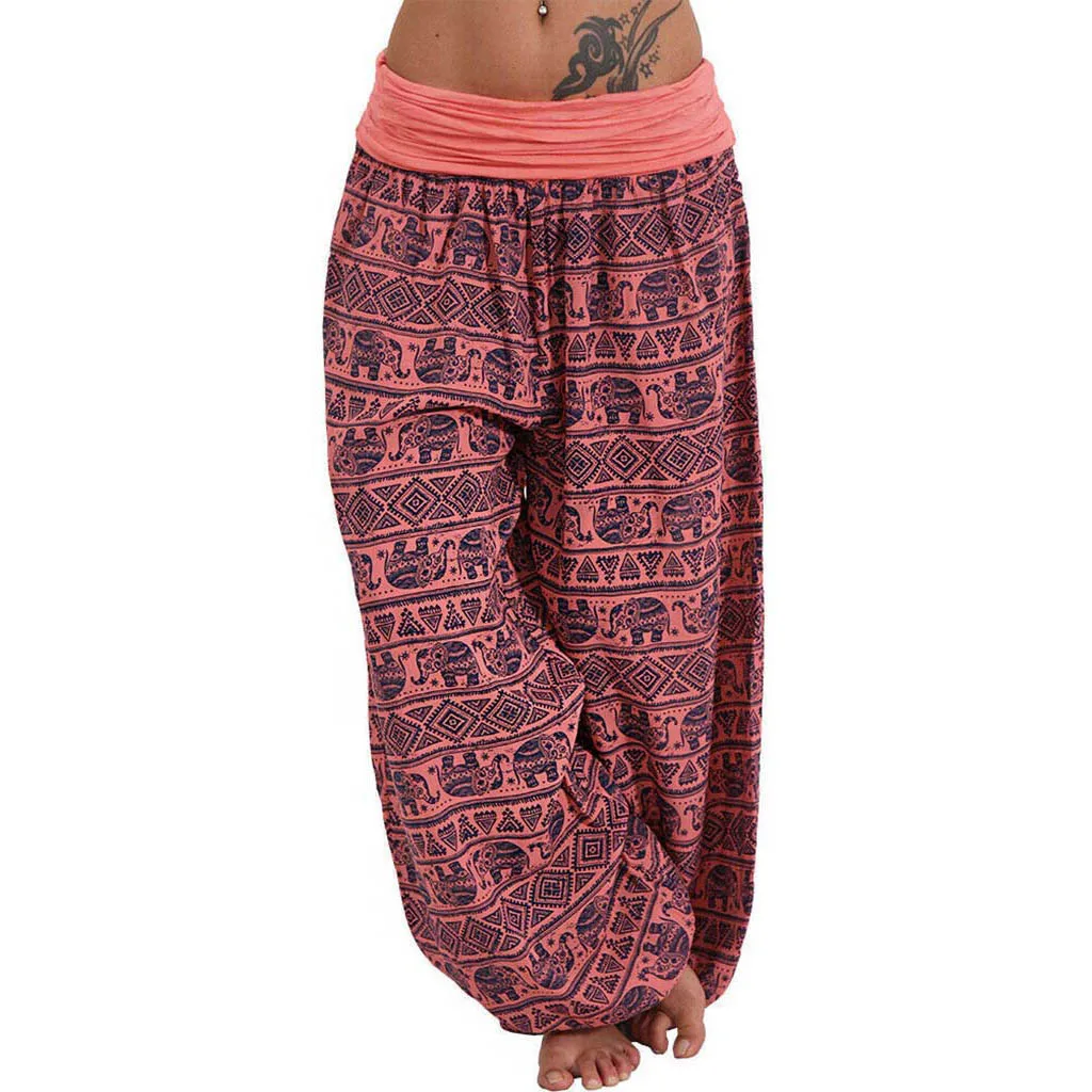 F Летние Штаны размера плюс S-5XL, женские повседневные богемные свободные Штаны с карманами, Штаны-шаровары, 7 цветов - Цвет: F