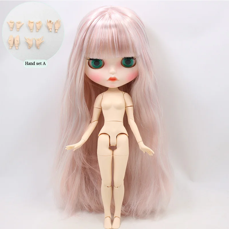like the picture ICY Nude Blyth кукла для No. BL6909/1010 Серебряный микс розовый волос резные губы матовое лицо с бровями шарнирное тело 1/6bjd - Цвет: like the picture