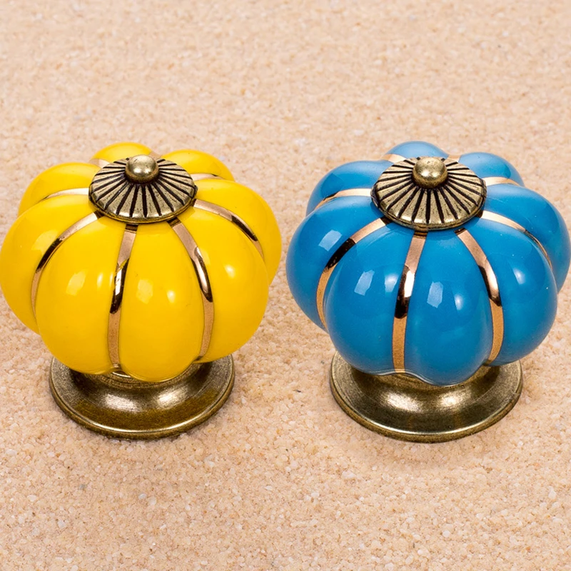 5 шт. красочная Тыква керамические ручки для шкафчиков мебельные прекрасный