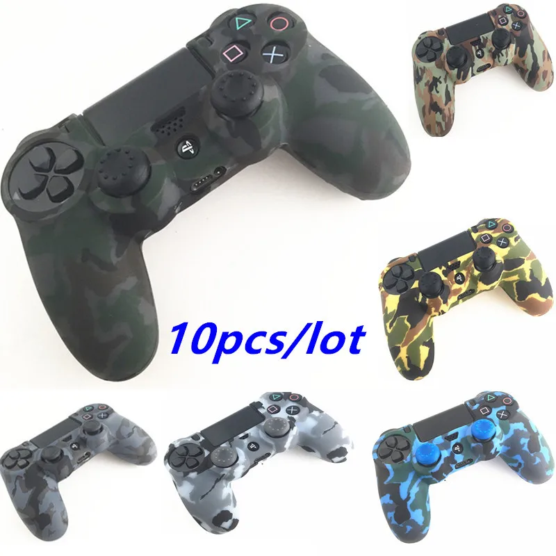 Тонкий Камуфляжный силиконовый защитный чехол для контроллера PS4 Pro 10 шт. + 20
