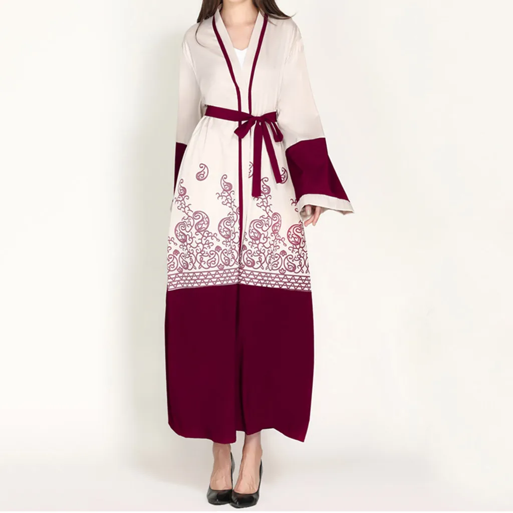 Мусульманское платье-макси с длинным рукавом абайя длинное платье платье-туника