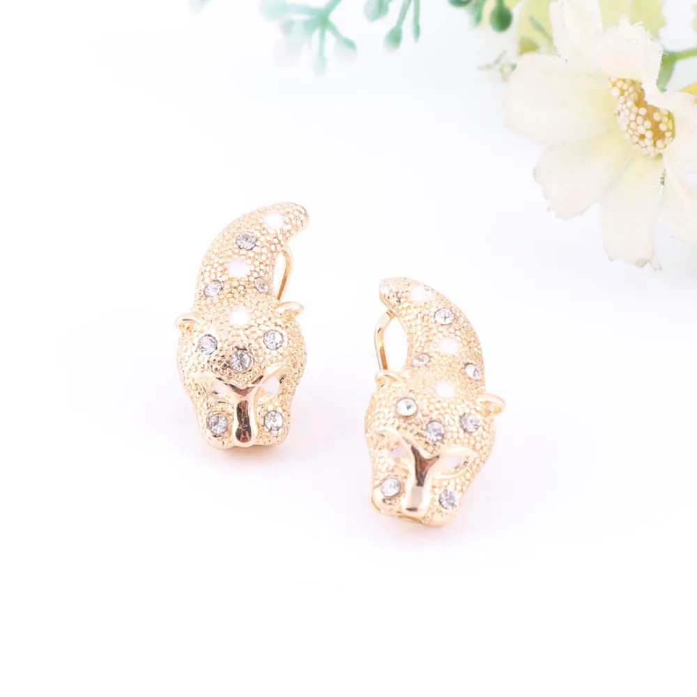 Ручной работы Дубайская золото Цвет Прозрачный Кристалл Leopard Ювелирные наборы