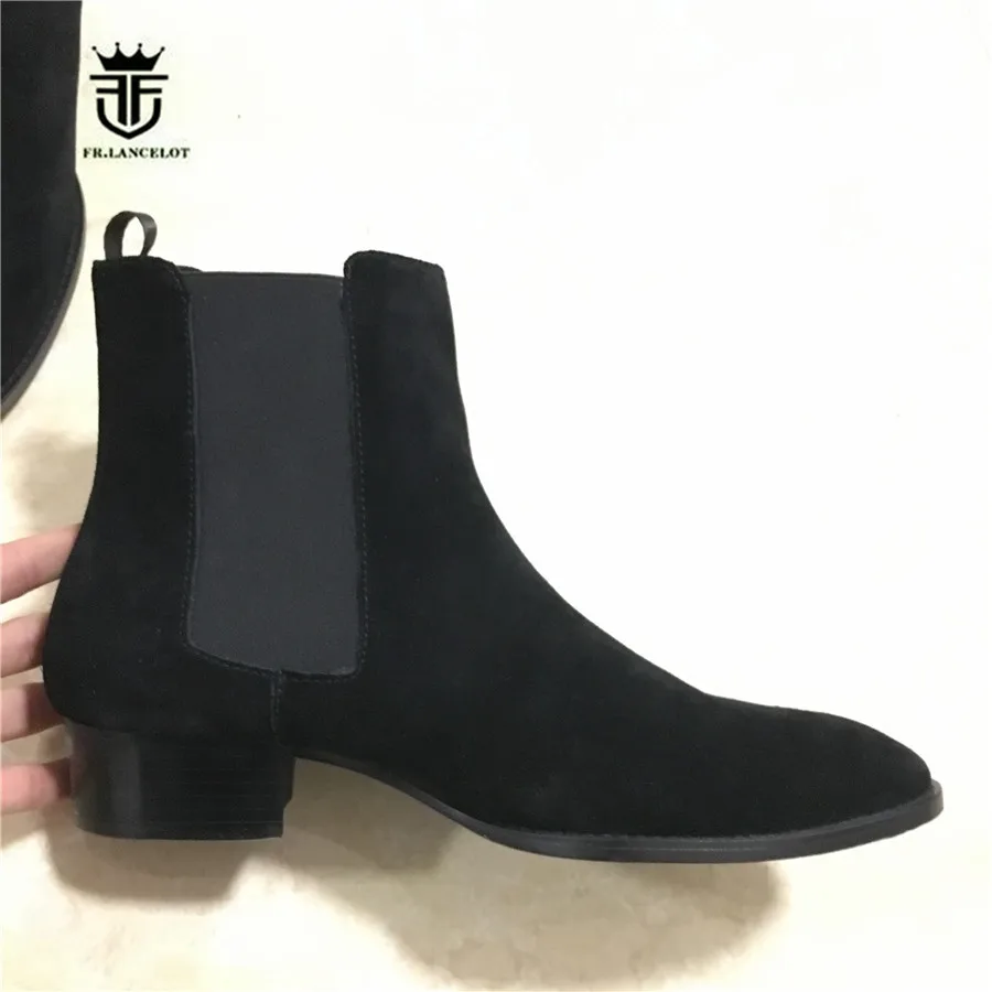Мужские роскошные классические ботинки челси Hedi из коричневой замши; эластичные ботинки из натуральной кожи без застежки; реальные фотографии