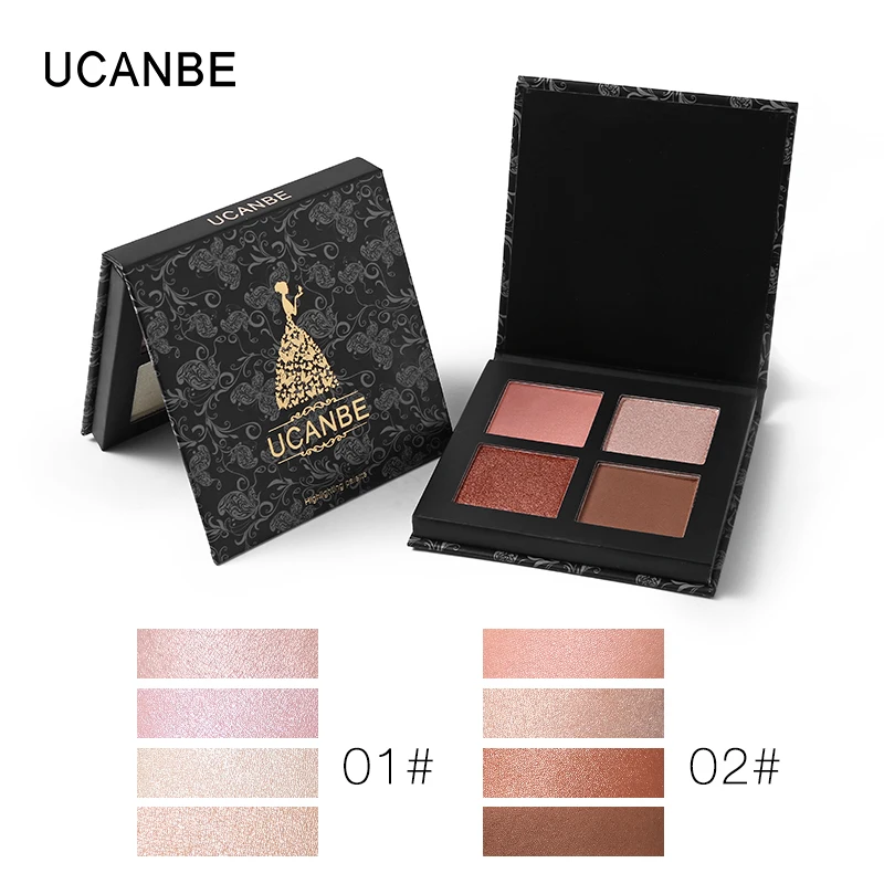 Бренд UCANBE, 4 цвета, хайлайтер для макияжа Палитра, контур лица, Осветляющий консилер, стойкие бронзаторы, мерцающая пудра, косметика