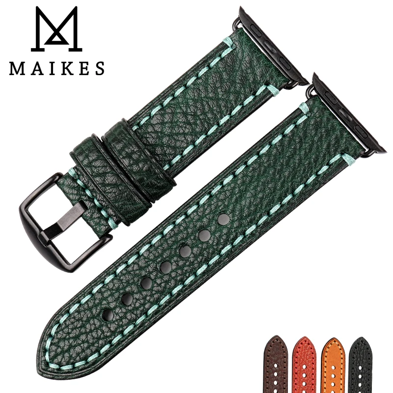 MAIKES ручной работы из натуральной кожи ремешок для часов аксессуары для часов Ремешок для часов 44 мм 40 мм для Apple Watch 42 мм 38 мм iWatch подарки