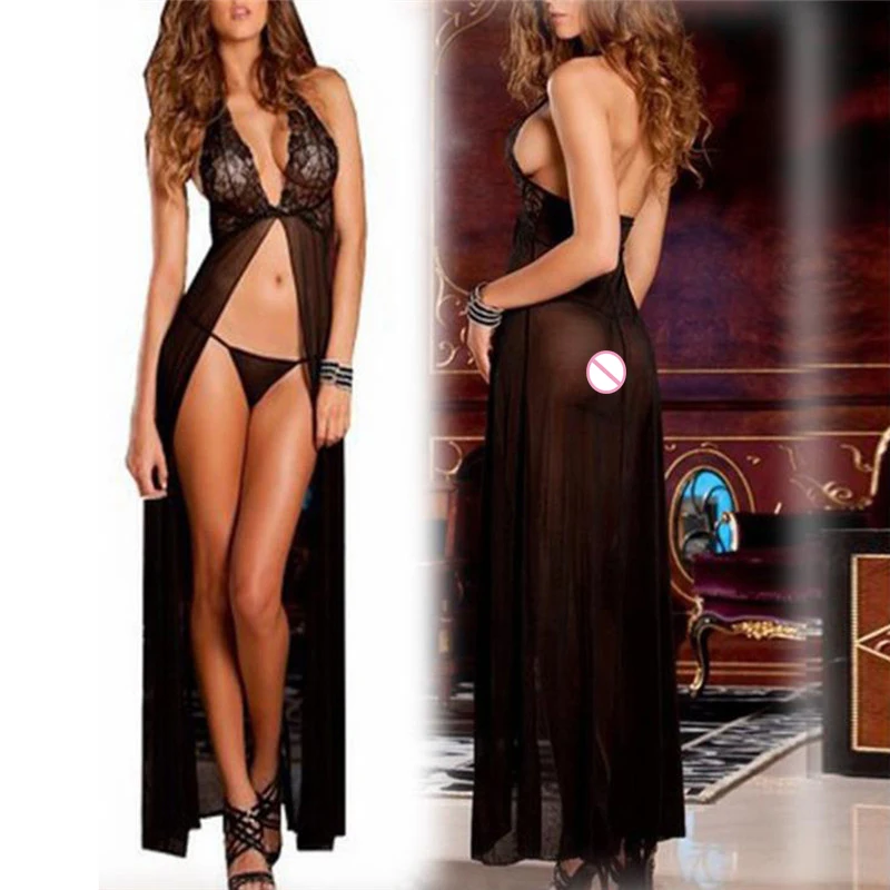 

Sexy Lingerie Hot Balck Lace Lingerie Dress Underwear Babydoll Sleepwear G-string Women Pyjamas Set