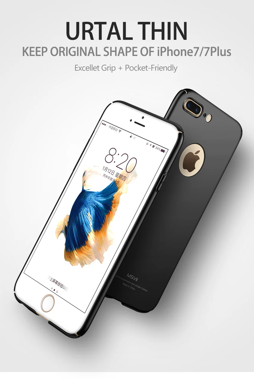 Чехол для iphone 8 plus MSVII Роскошный 360 полный защитный корпус чехол s coque Жесткий PC телефон задняя крышка для Apple iphone 7 plus 8 чехол