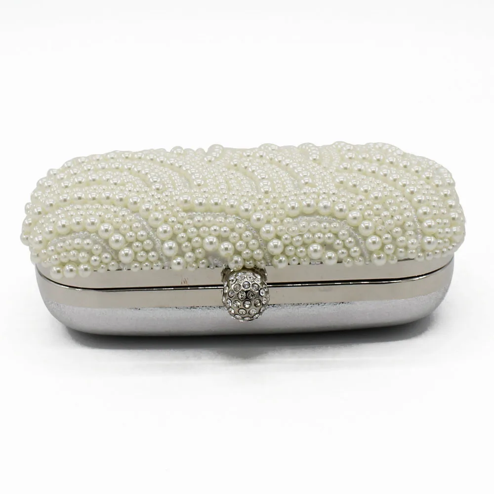 Women's Evening Beaded Bag Shandmade Clutch Pearl Handbags Rhinestones Wedding Small Party | Багаж и сумки