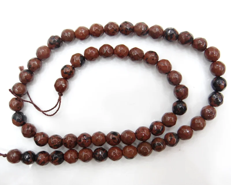 Бусины из натурального камня граненые красного дерева обсидиан круглые бусины