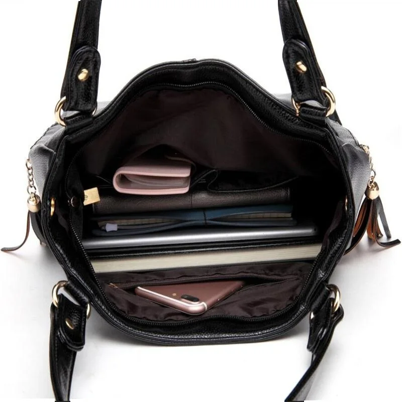 Top Luxury Ms Package Handbags P U Fashion Double Zipper Tassel Shoulder Bags Women Messenger Famous Female Bag | Багаж и сумки