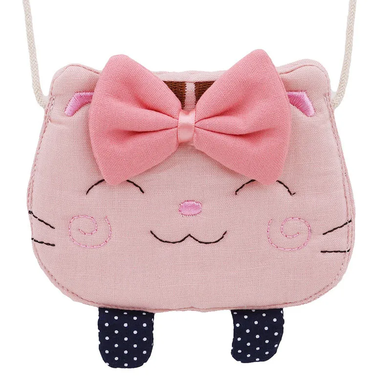 pink Маленький кошелек для монет для девочек, Детский кошелек, сумка для монет, детский держатель денег бумажник, Детская милая сумка в виде кота - Цвет: pink
