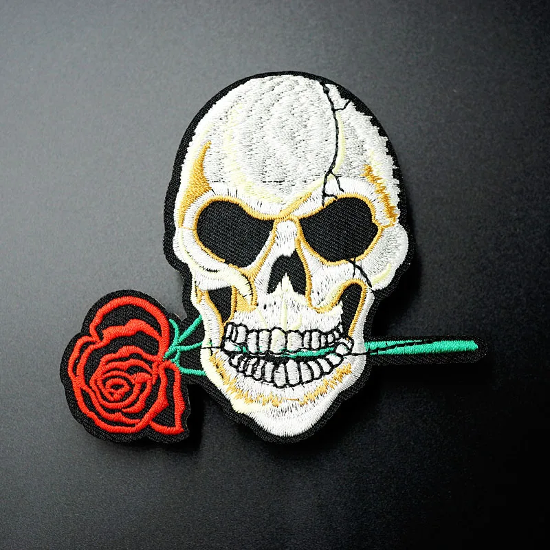 Нашивка с изображением черепа розы (Размер: 10 2x9 3 см)|badge patch|patches embroideredclothes stickers |