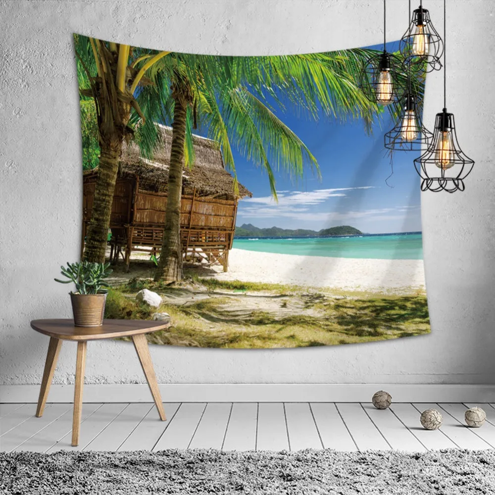

Mylb уютный закат, прибрежный природный пейзаж, настенный подвесной гобелен, Настенная роспись, полиэстер, с принтом "кокосовое дерево"