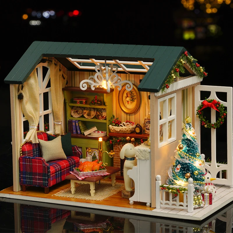 CUTEBEE mucineca для дома miniatura DIY Mujer с muebles de casa de madera de juguetes para los nivienos de vacaciones Z009
