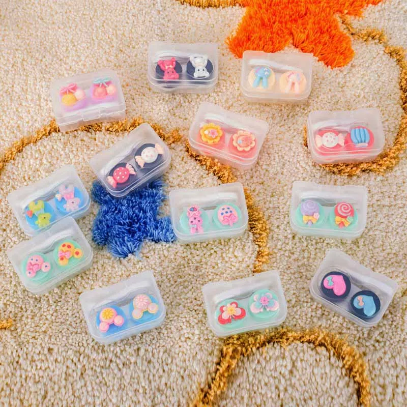 1pc Random pattern Милые очки для конфет, контактные линзы для путешествий, коробка, портативный чехол для контактных линз, контейнер, держатель, коробка для хранения, комплект для ухода за глазами - Цвет: 1pc Random pattern