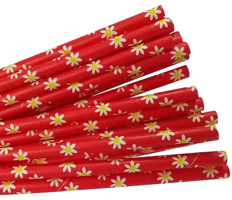 Бесплатная доставка 100 шт. дейзи цветы Бумажные Соломинки Банкетный Питьевой