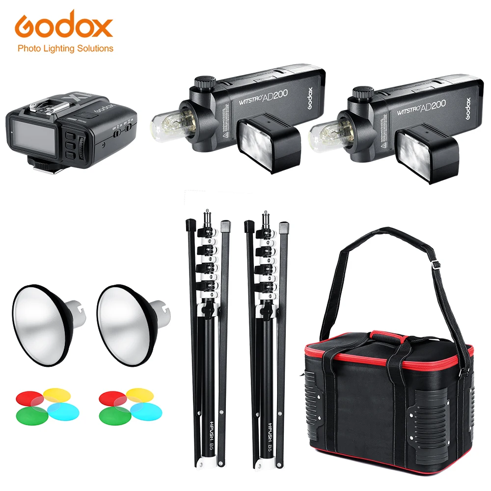 GODOX 2x AD200 TTL 2 4G HSS вспышка + X1 триггер AD M Стандартный отражатель Складная световая