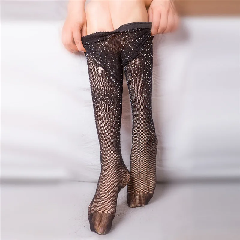 Женские ажурные колготки сексуальные с кристаллами и стразами|Колготки| |