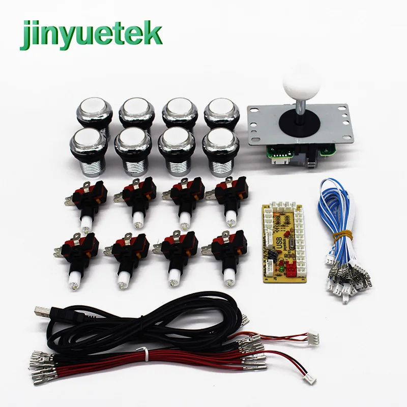 white arcade kit Бартоп аркадная игровая машина sanwa кнопочный консольный ящик 1 плеер комплект аркадный джойстик diy Набор монетная машина селектор - Цвет: white arcade kit