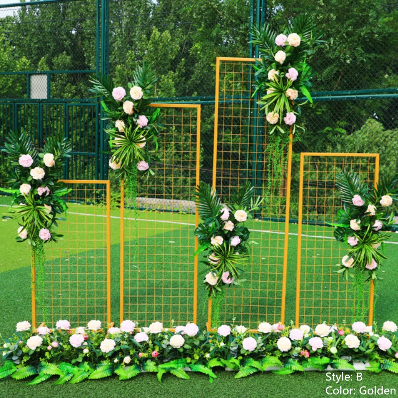 Decoraci&oacute;n de pantalla de rejilla de hierro forjado para boda, fondo de escenario de boda, decoraci&oacute;n geom&eacute;trica de ventana, accesorios nuevos-4