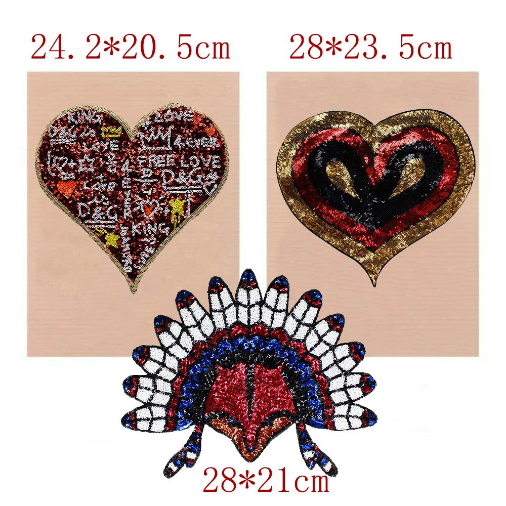 2 шт. Любовь Сердце блестками мода лиса аппликация с пайетками пришить патчи для