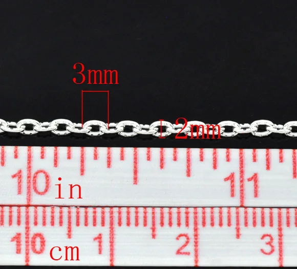Серебряные украшения DoreenBeads текстурированный кабель звено цепи 3x2 мм продается в