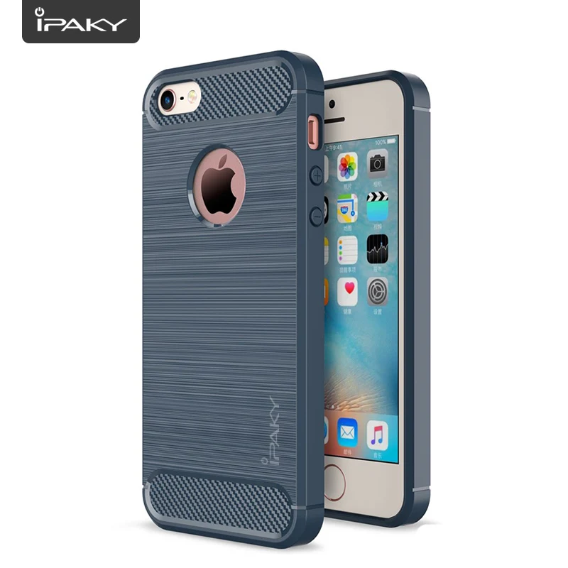 IPAKY Original iPhone 5s Case, Silicone Brushed Carbon Fiber TPU Flexible Back Cover for iPhone SE/5/5S image 3