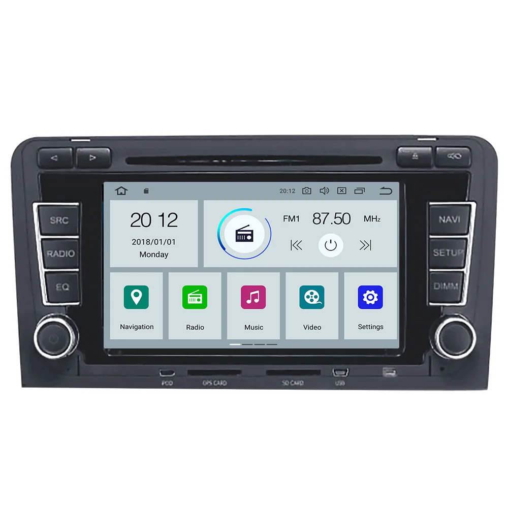 Автомобильный мультимедийный плеер 2 DIN на Android 9 0 с DVD и GPS для Audi A3 8P 2003 2012 S3 2006 RS3