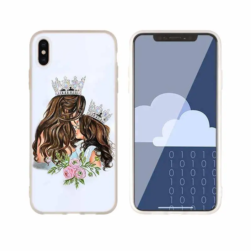 as the picture 09 Чехол для телефона s, силиконовый мягкий чехол для iPhone 11 Pro X XS Max XR 6 6S 7 8 Plus 5 4S SE, Коричневый чехол для мамы и дочки, бампер etui - Цвет: as the picture 09