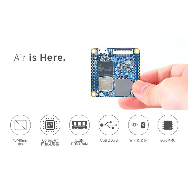 NanoPi NEO Air 512MB Оперативная память WI FI и Bluetooth 8 ГБ/32 ГБ памяти на носителе eMMC Allwinner H3 Quad
