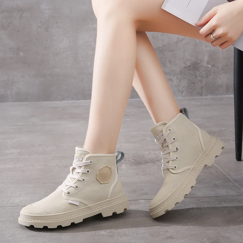 Ботильоны Женские ботинки с круглым носком Студенческая модная обувь на плоской