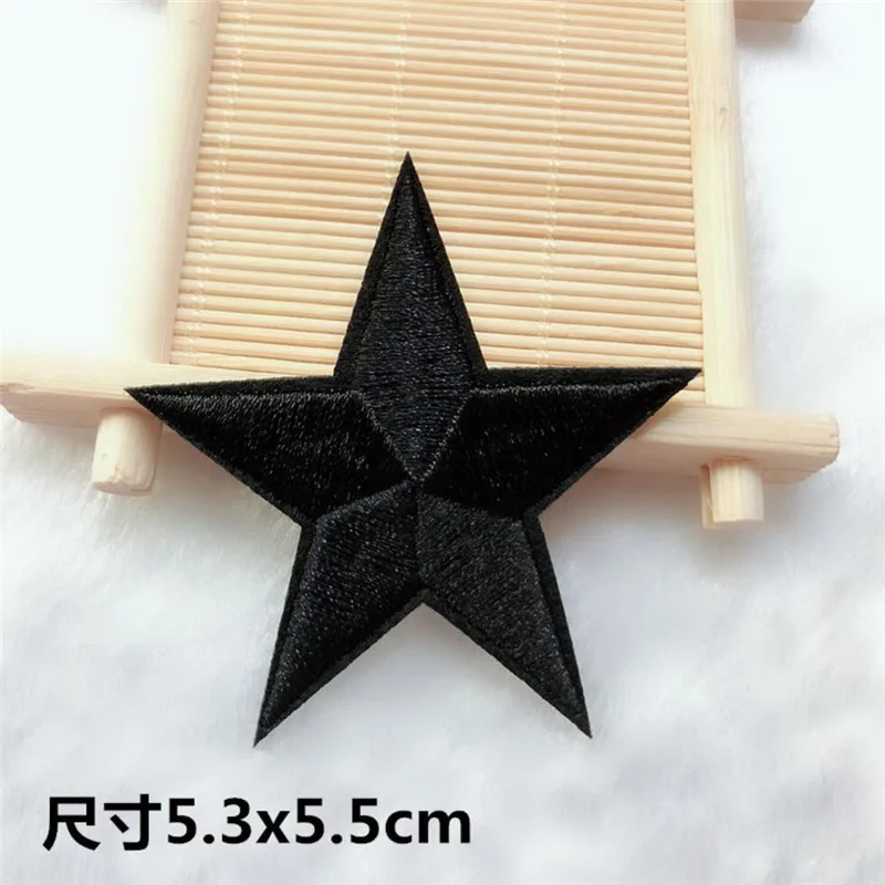 5.3 x 5.5cm black 20 шт. дешевые различных Цвет утюг на патч для Костюмы аппликация для джинсов DIY аксессуары милые дешевые звезды патчи - Цвет: 5.3 x 5.5cm black