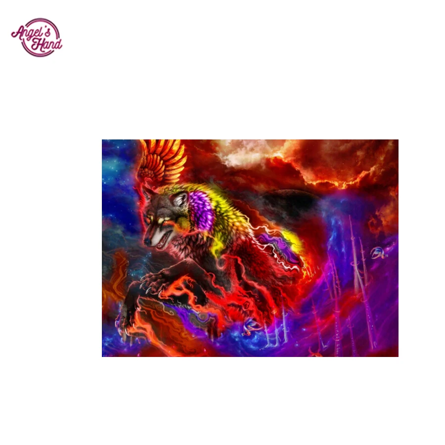 : Ангела hand5dfullfull DIY 5D алмазов картина crossstitchflame волк diamond Вышивка patternsdmondia|diy 5d