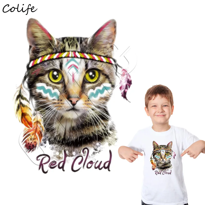 Виниловые нашивки Red Cloud Cat с утюгом для теплопередачи милые в виде животных