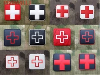 5cm square the red cross tactical military morale 3d pvc patch red white black
